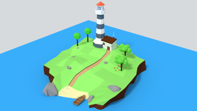 low poly cartoon lighthouse island scene Modelo 3D .c4d .max .obj .3ds .fbx .stl .blend 