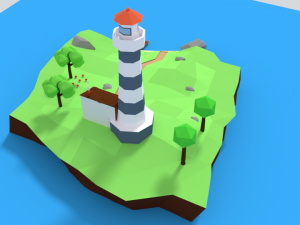 low poly cartoon lighthouse island scene Modelo 3D