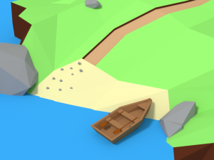 low poly cartoon lighthouse island scene Modelo 3D