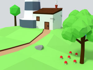 low poly cartoon lighthouse island scene Modelo 3D