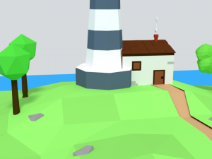 low poly cartoon lighthouse island scene Modelo 3D