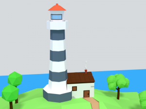 low poly cartoon lighthouse island scene Modelo 3D