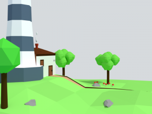 low poly cartoon lighthouse island scene Modelo 3D
