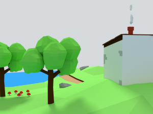 low poly cartoon lighthouse island scene Modelo 3D