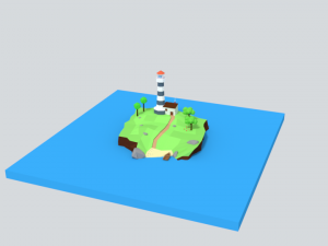 low poly cartoon lighthouse island scene Modelo 3D