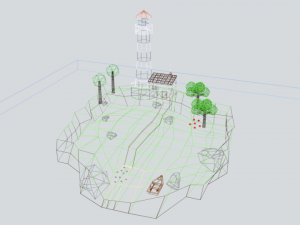 low poly cartoon lighthouse island scene Modelo 3D