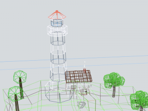 low poly cartoon lighthouse island scene Modelo 3D