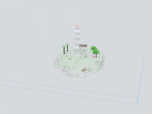 low poly cartoon lighthouse island scene Modelo 3D