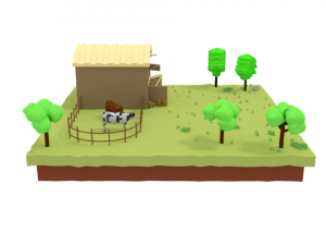 low poly cartoon farm barn scene 3Dモデル