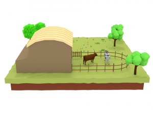 low poly cartoon farm barn scene 3Dモデル