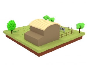 low poly cartoon farm barn scene 3Dモデル