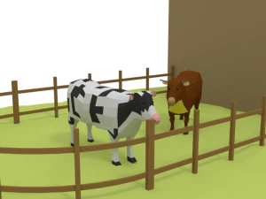 low poly cartoon farm barn scene 3D Model