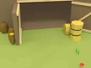 low poly cartoon farm barn scene 3D Model