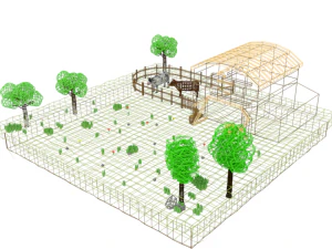 low poly cartoon farm barn scene 3D Model