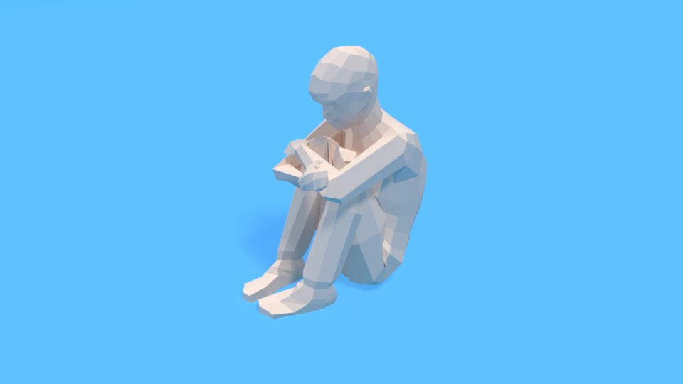low poly kid sitting on the floor 3D Model .c4d .max .obj .3ds .fbx .stl .blend 