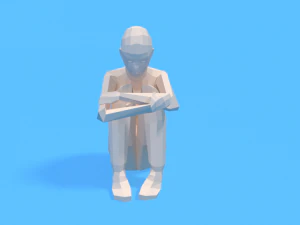 low poly kid sitting on the floor 3D Model