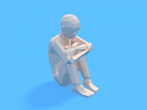 low poly kid sitting on the floor 3D Model