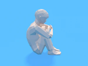 low poly kid sitting on the floor 3D Model