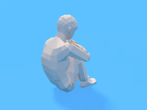 low poly kid sitting on the floor 3D Model