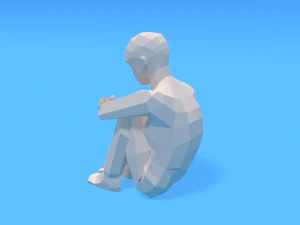 low poly kid sitting on the floor 3D Model