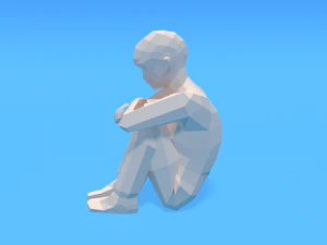low poly kid sitting on the floor 3D Model