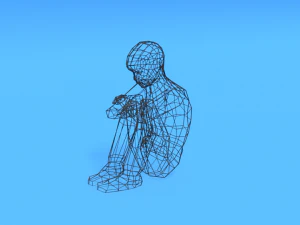 low poly kid sitting on the floor 3D Model