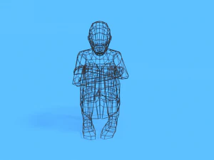 low poly kid sitting on the floor 3D Model