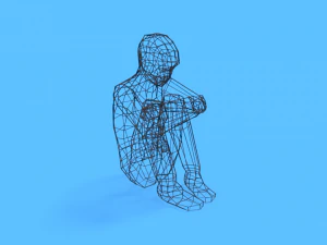 low poly kid sitting on the floor 3D Model