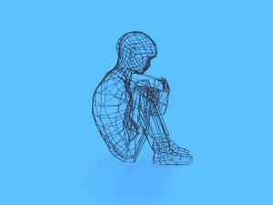 low poly kid sitting on the floor 3D Model