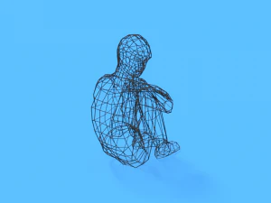 low poly kid sitting on the floor 3D Model