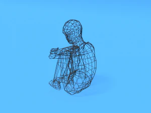 low poly kid sitting on the floor 3D Model