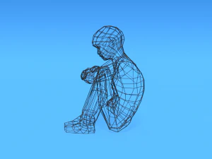 low poly kid sitting on the floor 3D Model