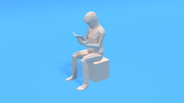 low poly kid reading a book 3D Model .c4d .max .obj .3ds .fbx .stl .blend 