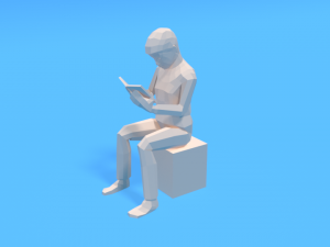 low poly kid reading a book Modèle 3D