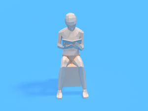 low poly kid reading a book 3D Model