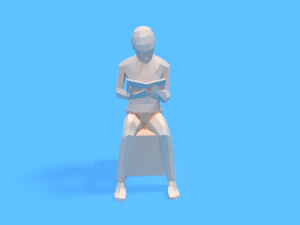 low poly kid reading a book 3D Model