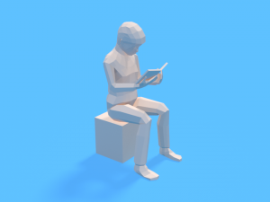 low poly kid reading a book 3D Model