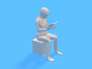 low poly kid reading a book 3D Model
