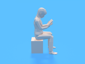 low poly kid reading a book 3D Model