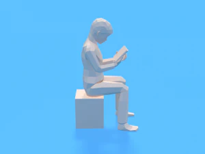 low poly kid reading a book 3D Model