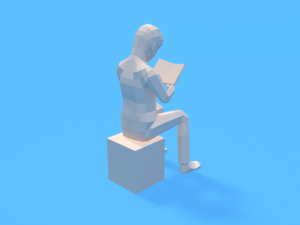 low poly kid reading a book 3D Model