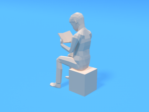 low poly kid reading a book 3D Model