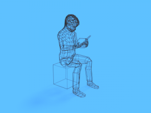 low poly kid reading a book 3D Model