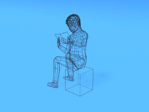 low poly kid reading a book 3D Model