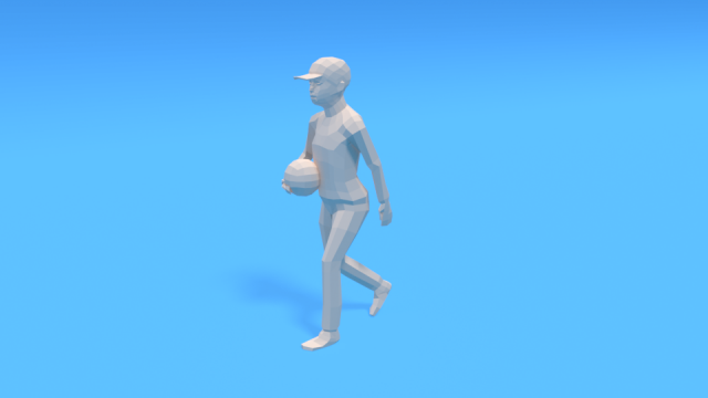 low poly walking kid with a ball 3D मॉडल .c4d .max .obj .3ds .fbx .stl .blend 
