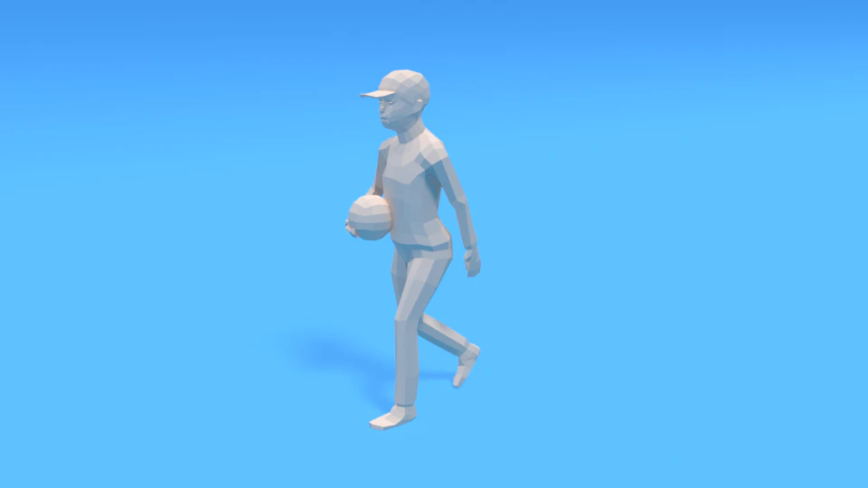 low poly walking kid with a ball 3D Model .c4d .max .obj .3ds .fbx .stl .blend