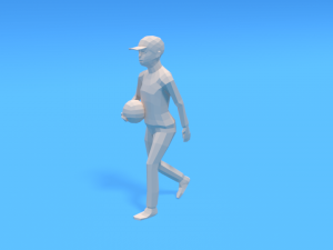 low poly walking kid with a ball Modèle 3D