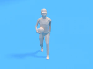 low poly walking kid with a ball 3D Model