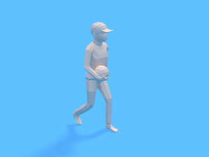 low poly walking kid with a ball 3D मॉडल