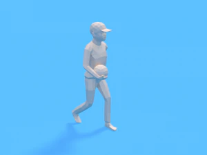 low poly walking kid with a ball 3D Model